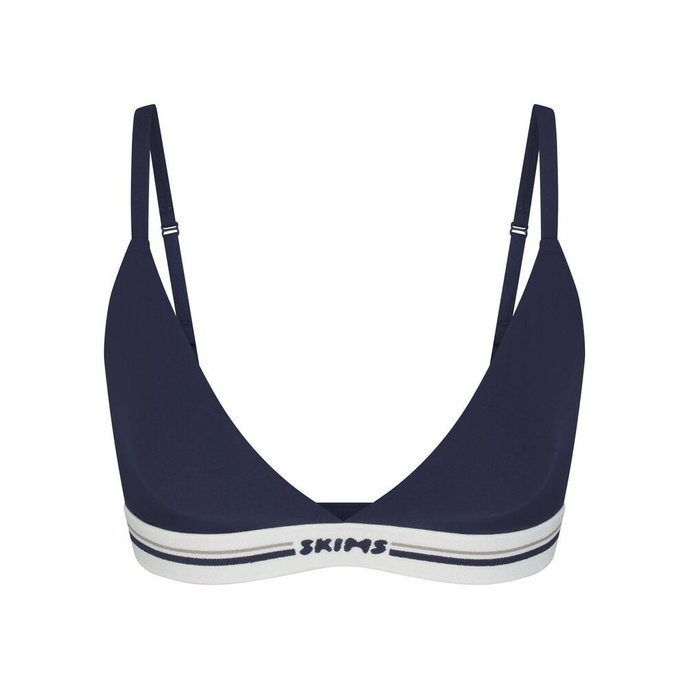 Skims Fits Everybody Logo Triangle Bralette Navy Size Large